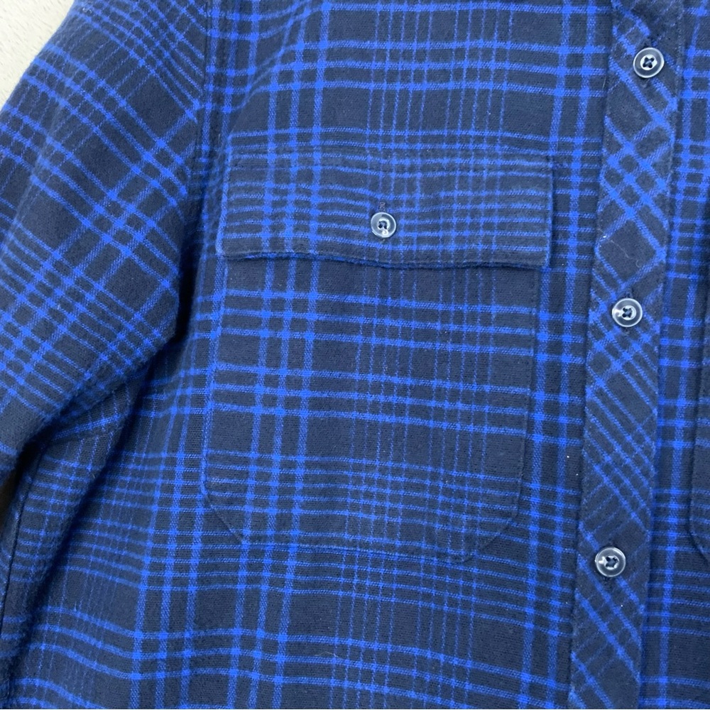 L.L. Bean Signature Blue/Black Button down Plaid 4 Pocket Tunic. Size Medium Reg - Picture 4 of 7